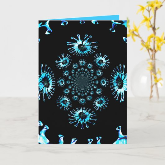 Carte de voeux - imaginaire bleu (Fleur jaune)