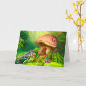 Carte de voeux Imaginaire champignon maison (Fleur jaune)