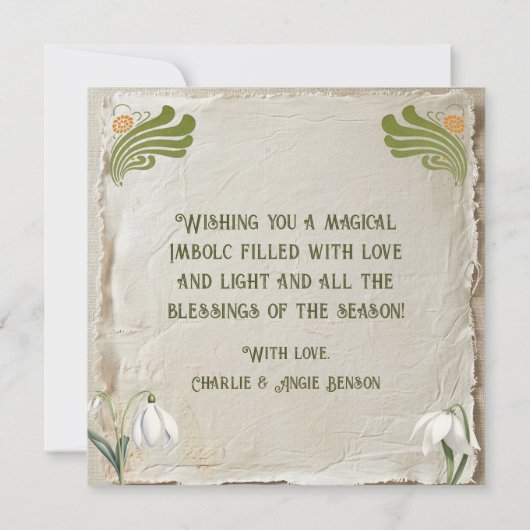 Carte de voeux Imbolc Wreath Pagan (Dos)