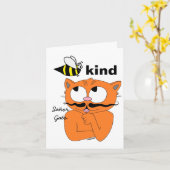 Carte de vœux intérieure vierge avec chat à mousta (Fleur jaune)