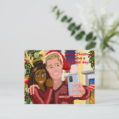 Carte de voeux Interracial Couple Noël (Debout devant)
