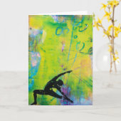 Carte de voeux inverse de fille de yoga de (Fleur jaune)