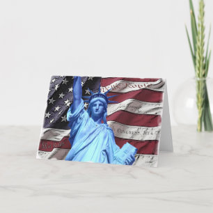 Carte de voeux / Invitation Drapeau & Statue de la