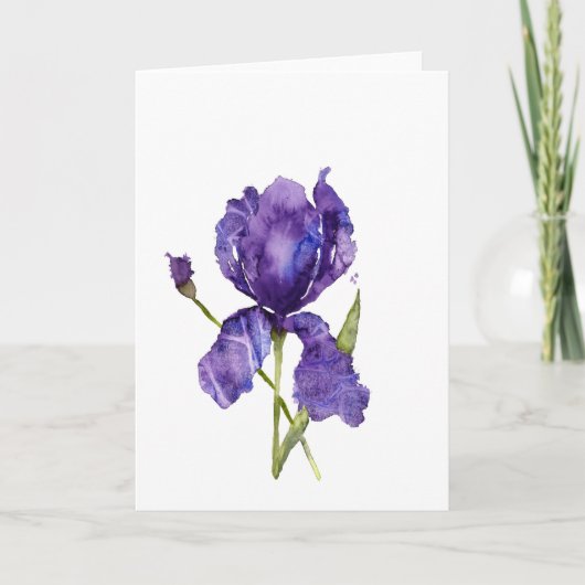 Carte de voeux Iris Aquarelle ~ Vierge à l'intérie (Devant)
