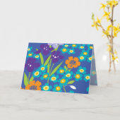 carte de vœux iris bleu japonais (Fleur jaune)