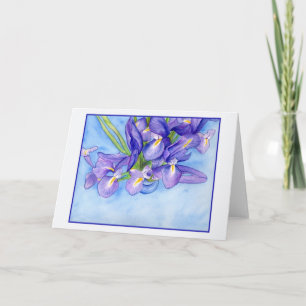 Carte de voeux Iris Vase Blue Border Blank