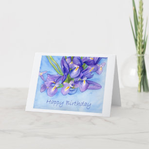 Carte de voeux Iris Vase "Joyeux Anniversaire"
