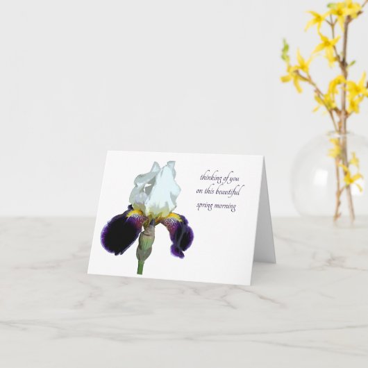 Carte de vœux Iris violet et blanc (Fleur jaune)