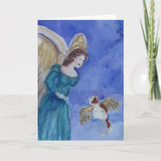 Carte de voeux irlandaise Angel and Cat Angel Blan