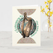 Carte de voeux irlandaise d'harpe (Fleur jaune)