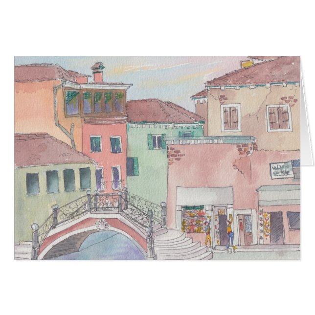 Carte de voeux "Italie/Shopping" Aquarelle (Devant horizontal)