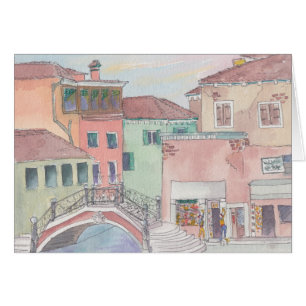 Carte de voeux "Italie/Shopping" Aquarelle