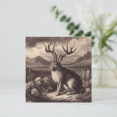 Carte de voeux Jackalope Vintage Illustration (Debout devant)
