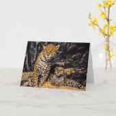 Carte de voeux Jaguar Mom & Cub (Fleur jaune)