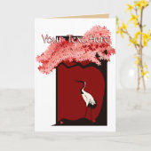 Carte de voeux japonaise de grue (Fleur jaune)