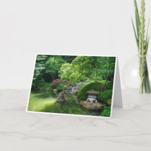 Carte de voeux japonaise d'étang de jardin