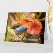Carte de voeux japonaise Robin Custom Birthday (Fleur jaune)