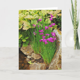 Carte de voeux Jardin de fleurs d'iris violet