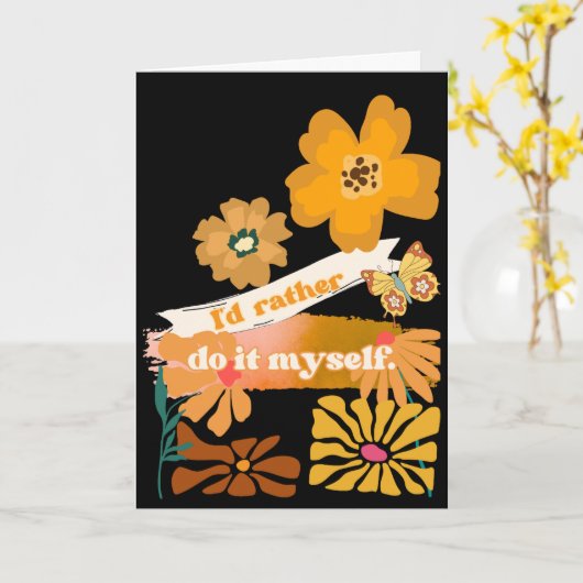 Carte de vœux 'Je préfère le faire moi-même' (Fleur jaune)