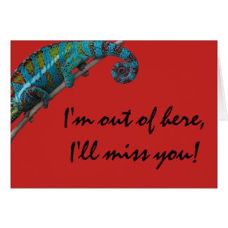 Carte de vœux "Je vais vous manquer!" Blue Lizard