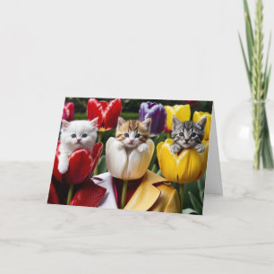 Carte de vœux jolies tulipes Kitty