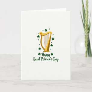 Carte de vœux jour de la Saint-Patrick à la harpe