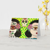 Carte de voeux jour de "Vida-Muerte" - des morts (Fleur jaune)