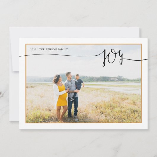 Carte de vœux JOY Minimal Script Gold (Devant)