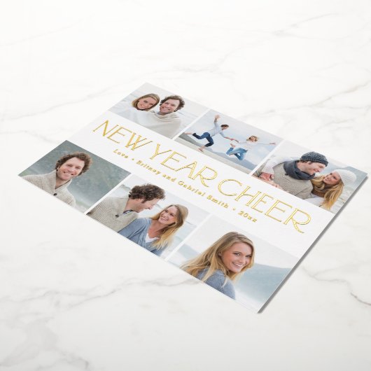 Carte de vœux Joyeuse Collage FOIL Bonne Année (Rotation)