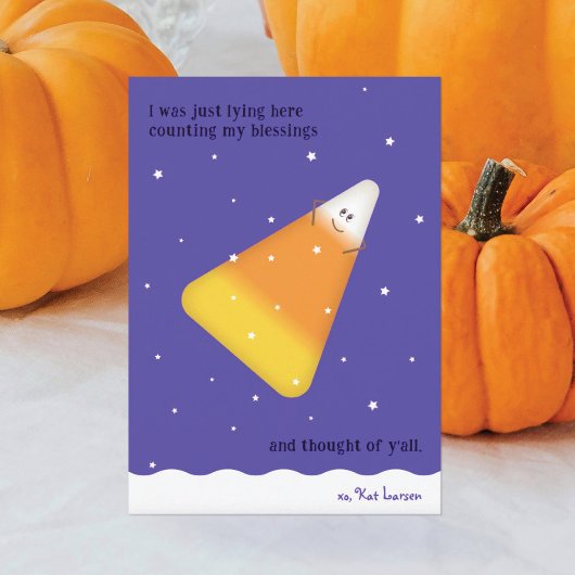 Carte de vœux joyeuse de fête d'automne Candy Corn