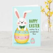 Carte de vœux joyeuse de lapin (Fleur jaune)