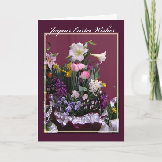 Carte de voeux joyeuse de Pâques - bouquet floral (Devant)