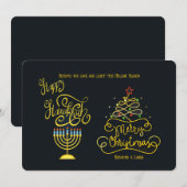 Carte de vœux Joyeuse Hanouka Joyeux Noël (Devant / Derrière)