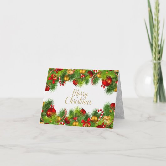 Carte de voeux Joyeuse Noël verte pliée (Devant)