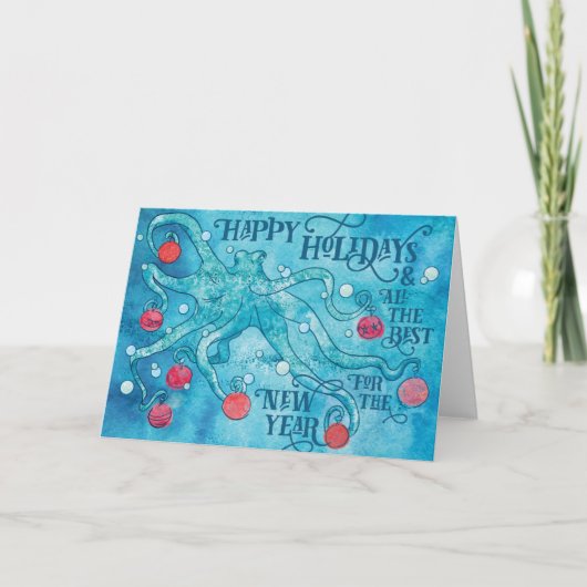 Carte de vœux joyeuse pieuvre (Devant)