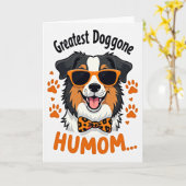 Carte de vœux joyeuse pour chien croquant (Fleur jaune)
