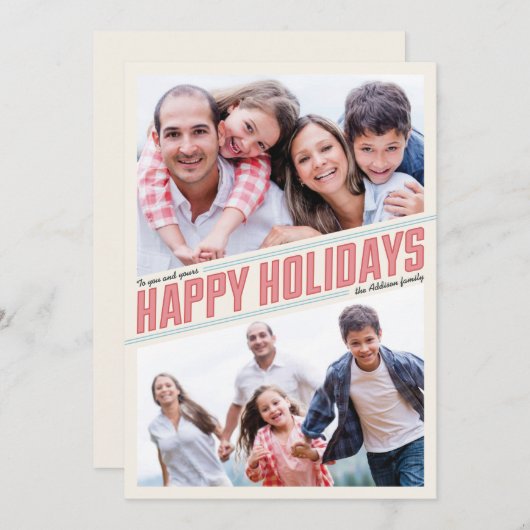 Carte de vœux Joyeuses Fêtes 2 inclinée (Devant / Derrière)