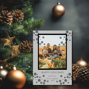 Carte de vœux Joyeuses Fêtes avec photo de flocons