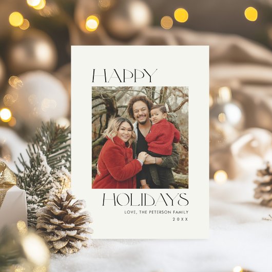 Carte de vœux Joyeuses Fêtes noir et blanc