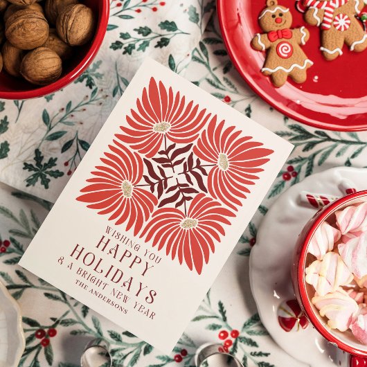 Carte de voeux Joyeuses Fêtes Photo Moderne Fleur