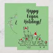 Carte de vœux joyeuses fêtes végane (Devant / Derrière)