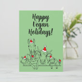 Carte de vœux joyeuses fêtes végane (Debout devant)