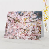 Carte de vœux "Joyeuses Pâques" à fleurs de cerisi (Fleur jaune)