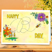 Carte de vœux Joyeux Anniversaire Abeilles de Nico
