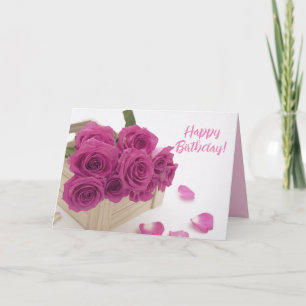 Carte de vœux "Joyeux Anniversaire" aux Roses Rose