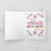 Carte de voeux Joyeux anniversaire célébré rose (Intérieur)