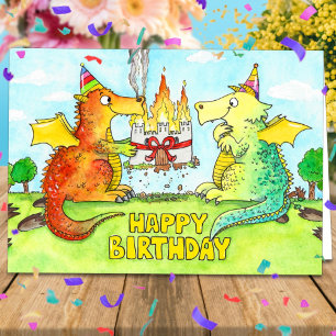 Carte de vœux Joyeux Anniversaire de dragons par N