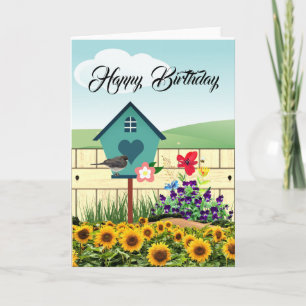 Carte de vœux Joyeux Anniversaire Jardin de Fleurs