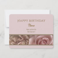 Carte de vœux Joyeux Anniversaire Rose Rose Pâle