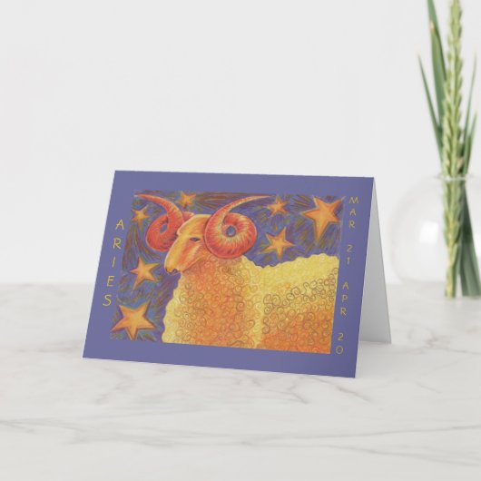 Carte de voeux 'Joyeux anniversaire' Zodiac Aries (Devant)
